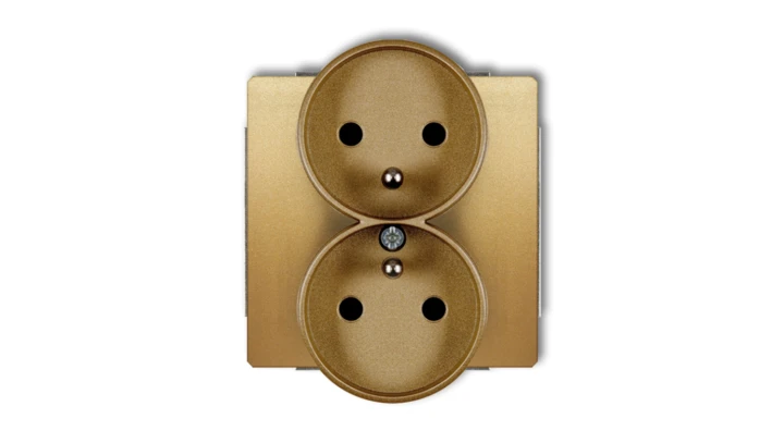 DECO Gniazdo podwójne do ramki z/u złoty 29DGPR-2zp