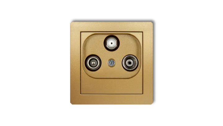 DECO Gniazdo antenowe RTV-SAT przelotowe 10dB złoty 29DGSP