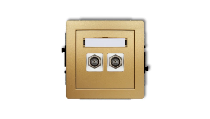 DECO Gniazdo antenowe podwójny typu F (SAT) pozłacany złoty 29DGF-2.1