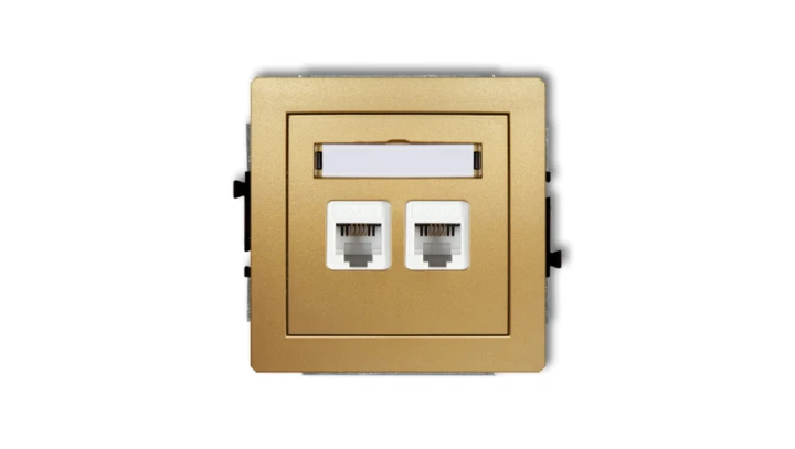 DECO Gniazdo telefoniczne podwójny 2xRJ11, 4-stykowy, beznarzędziowe złoty 29DGT-2