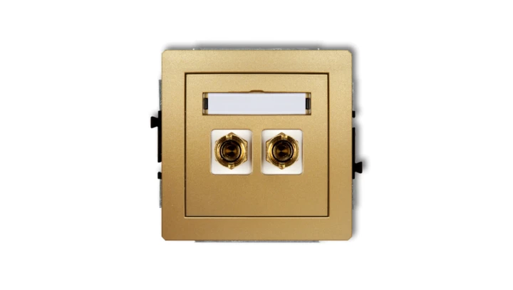 DECO Gniazdo głośnikowe pojedyncze (typu banan - czerwony i czarny, pozłacany, 4 mm2, do lutowania) złoty 29DGG-3