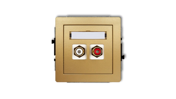 DECO Gniazdo podwójne RCA (typu cinch - biały i czerwony, pozłacany) złoty 29DGRCA-2