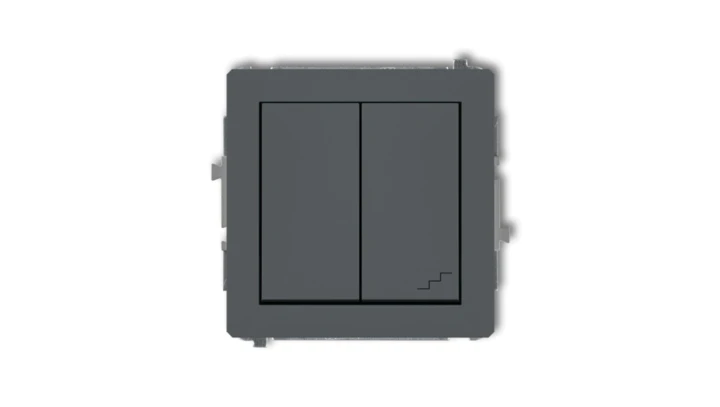 DECO Łącznik jednobiegunowy ze schodowym (wspólne zasilanie) grafitowy mat 28DWP-10.1