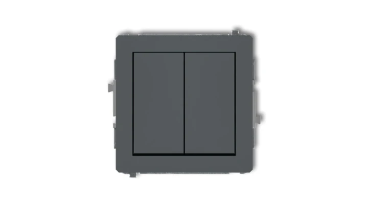 DECO Przycisk świecznikowy (dwa klawisze bez piktogramów, wspólne zasilanie) grafitowy mat 28DWP-44.1