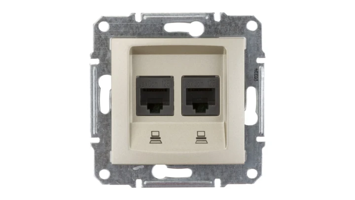 Sedna Gniazdo komputerowe podwójne RJ45 kat.5e UTP satynowe SDN4400168