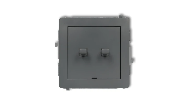 DECO Przycisk świecznikowy (dwa klawisze, bez piktogramów, wspólne zasilanie) w stylu amerykańskim grafitowy mat 28DWP