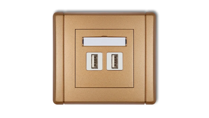 FLEXI Gniazdo podwójne 2xUSB-AA 3.0 złoty metalik 8FGUSB-6