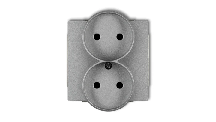DECO Soft Gniazdo podwójne b/u do ramki srebrny metalik 7DGPRSO-2p