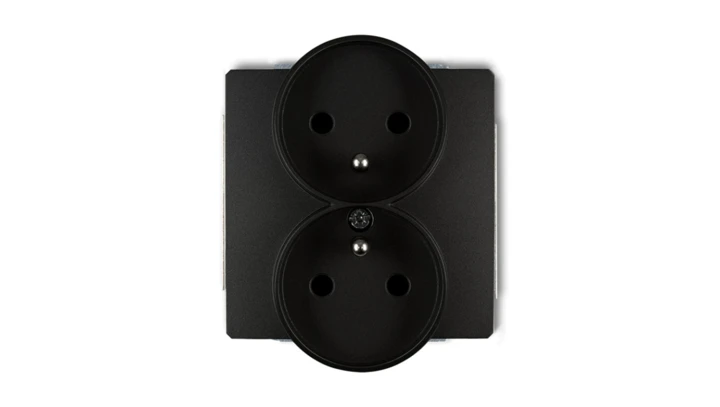DECO Soft Gniazdo podwójne z/u do ramki czarny mat 12DGPRSO-2zp