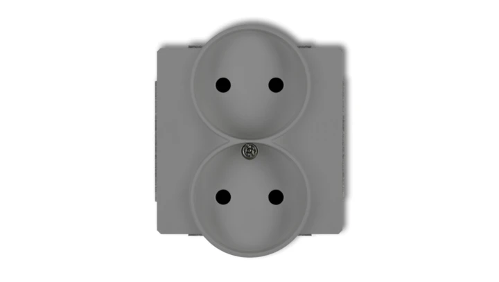 DECO Soft Gniazdo podwójne b/u do ramki szary mat 27DGPRSO-2p