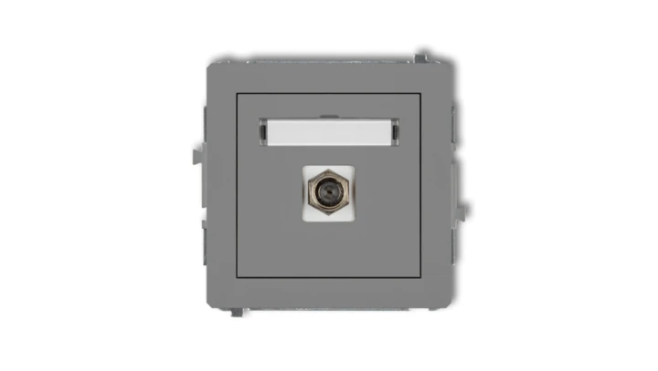DECO Gniazdo antenowe pojedyncze typu F (SAT) pozłacany szary mat 27DGF-1.1