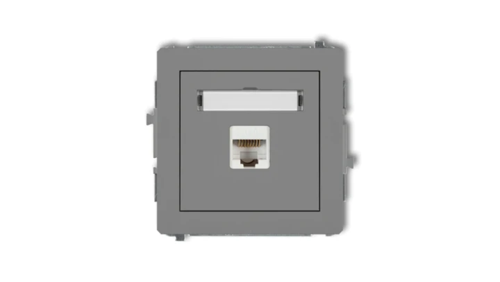 DECO Gniazdo komputerowe pojedyncze 1xRJ45, kat. 5e, 8-stykowy szary mat 27DGK-1