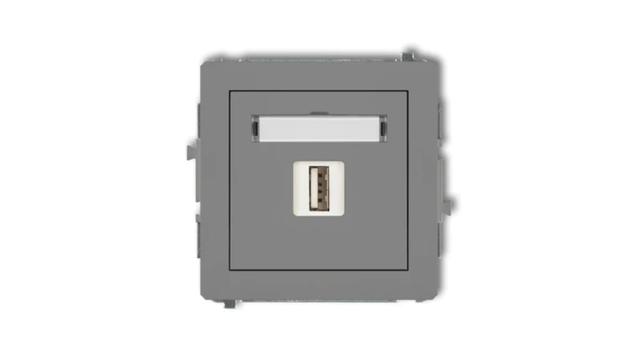 DECO Gniazdo pojedyncze USB-AA 2.0 szary mat 27DGUSB-1