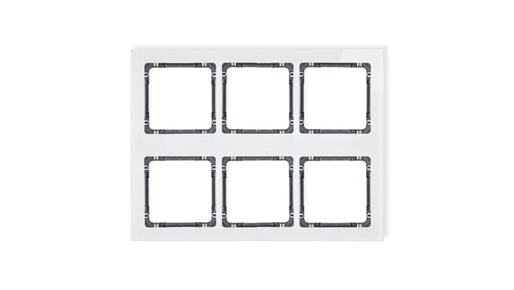 DECO Ramka modułowa 6 krotna (3 poziom, 2 pion) - efekt szkła (ramka biała spód grafitowy) biały 0-11-DRSM-3x2