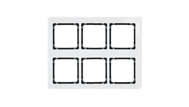 DECO Ramka modułowa 6 krotna (3 poziom, 2 pion) - efekt szkła (ramka biała spód czarny) biały 0-12-DRSM-3x2