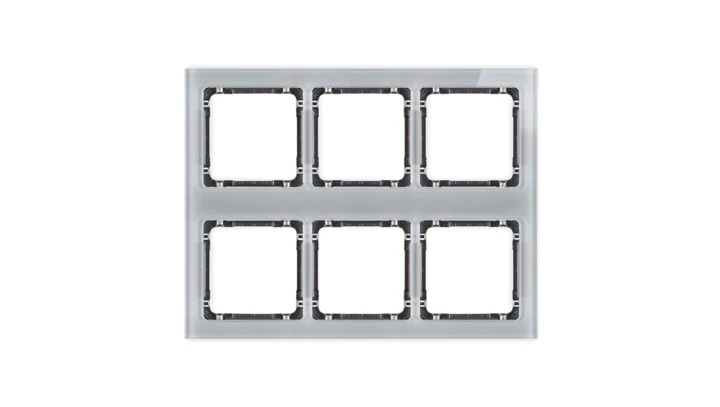 DECO Ramka modułowa 6 krotna (3 poziom, 2 pion) - efekt szkła (ramka szara spód grafitowy) szary 15-11-DRSM-3x2