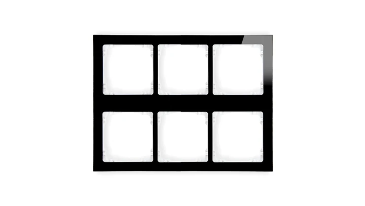 DECO Ramka modułowa 6 krotna (3 poziom, 2 pion) - efekt szkła (ramka czarna spód biała) czarny 12-0-DRSM-3x2