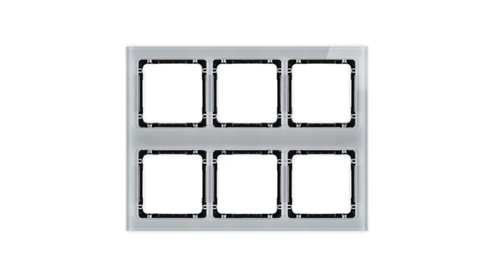 DECO Ramka modułowa 6 krotna (3 poziom, 2 pion) - efekt szkła (ramka szara spód czarny) szary 15-12-DRSM-3x2