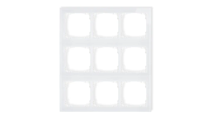 DECO Ramka modułowa 9 krotna (3 poziom, 3 pion) - efekt szkła (ramka biała spód biała) biały 0-0-DRSM-3x3