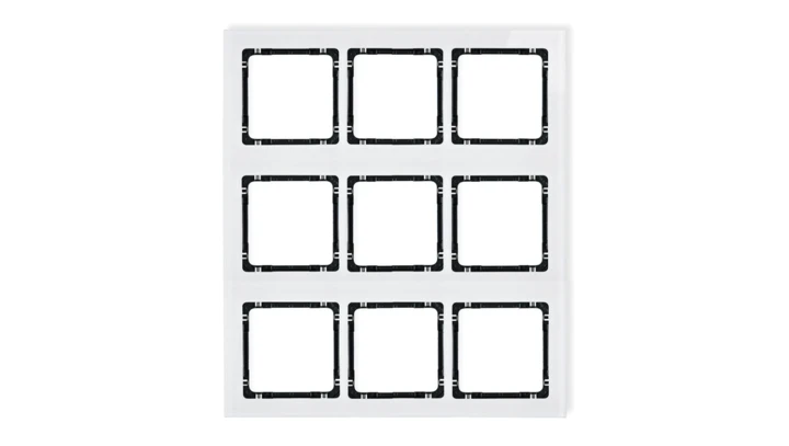DECO Ramka modułowa 9 krotna (3 poziom, 3 pion) - efekt szkła (ramka biała spód czarny) biały 0-12-DRSM-3x3
