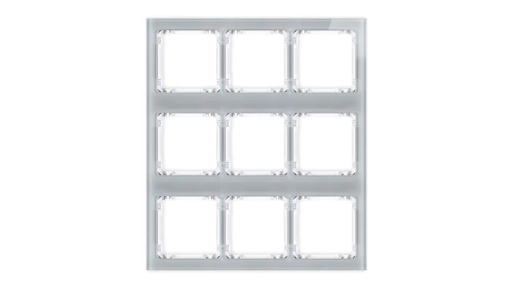 DECO Ramka modułowa 9 krotna (3 poziom, 3 pion) - efekt szkła (ramka szara spód biała) szary 15-0-DRSM-3x3