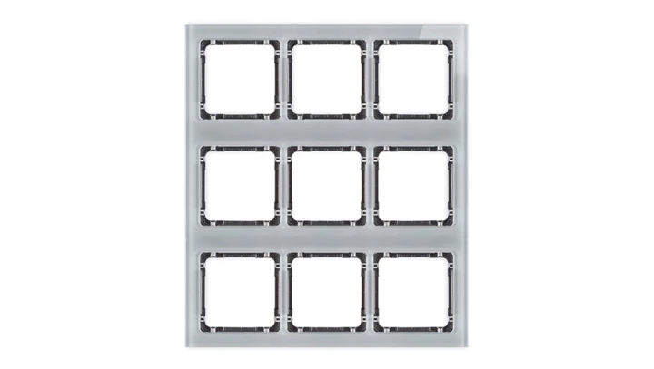 DECO Ramka modułowa 9 krotna (3 poziom, 3 pion) - efekt szkła (ramka szara spód grafitowy) szary 15-11-DRSM-3x3