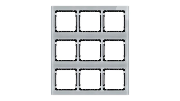 DECO Ramka modułowa 9 krotna (3 poziom, 3 pion) - efekt szkła (ramka szara spód czarny) szary 15-12-DRSM-3x3