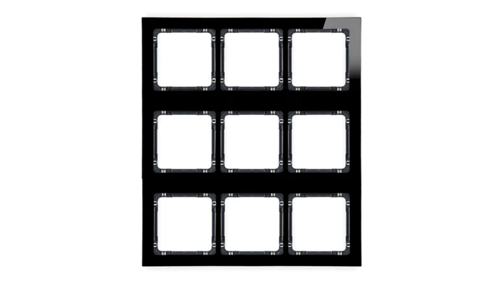 DECO Ramka modułowa 9 krotna (3 poziom, 3 pion) - efekt szkła (ramka czarna spód czarny) czarny 12-12-DRSM-3x3