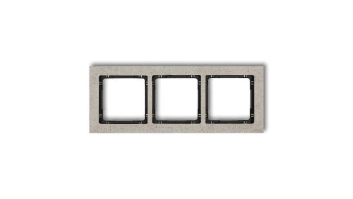 DECO Ramka uniwersalna potrójna - beton (ramka: jasnoszara spód: czarny) jasny szary 27-12-DRB-3