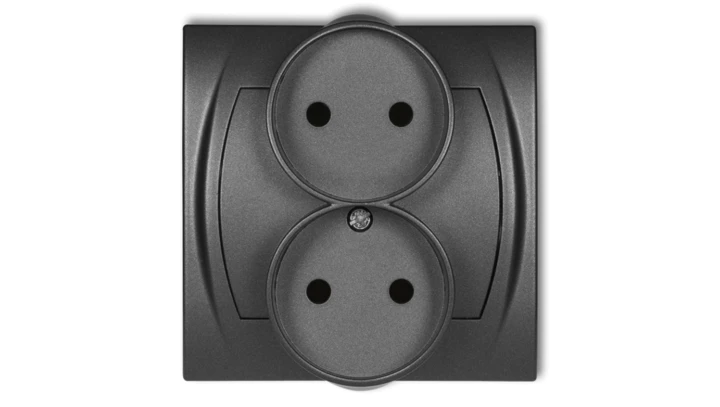 LOGO Gniazdo podwójne do ramki z uziemieniem 2x2P (przesłony torów prądowych) grafitowy 11LGPR-2p
