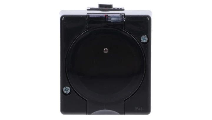 SENIOR Gniazdo pojedyncze z uziemieniem 2P+Z (klapka dymna) czarny 12GHS-1d