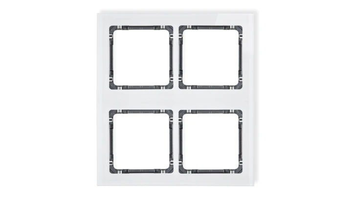 DECO Ramka modułowa 4 krotna (2 poziom, 2 pion) - efekt szkła (ramka biała spód grafitowy) biały 0-11-DRSM-2x2