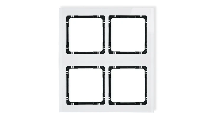 DECO Ramka modułowa 4 krotna (2 poziom, 2 pion) - efekt szkła (ramka biała spód czarny) biały 0-12-DRSM-2x2