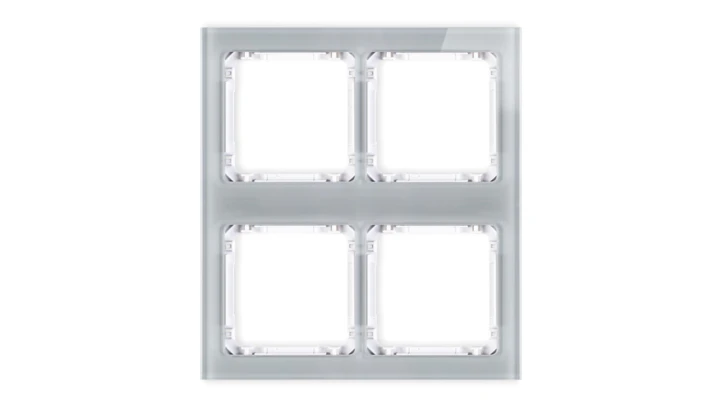 DECO Ramka modułowa 4 krotna (2 poziom, 2 pion) - efekt szkła (ramka szara spód biała) szary 15-0-DRSM-2x2