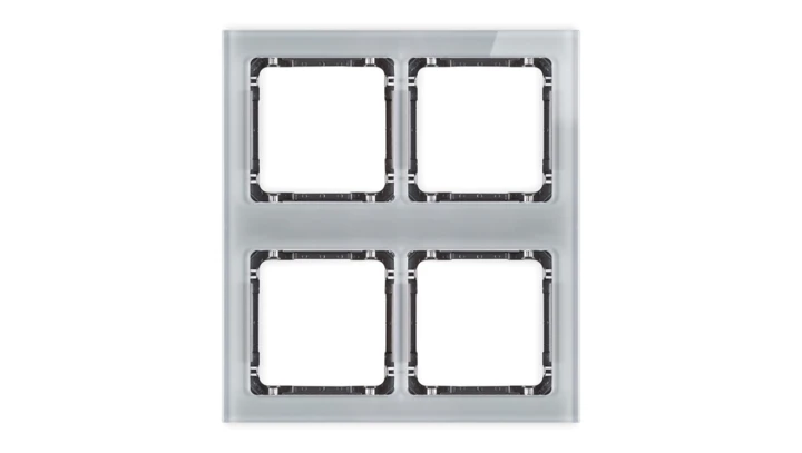 DECO Ramka modułowa 4 krotna (2 poziom, 2 pion) - efekt szkła (ramka szara spód grafitowy) szary 15-11-DRSM-2x2