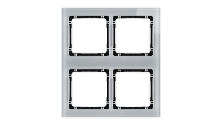 DECO Ramka modułowa 4 krotna (2 poziom, 2 pion) - efekt szkła (ramka szara spód czarny) szary 15-12-DRSM-2x2