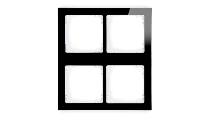 DECO Ramka modułowa 4 krotna (2 poziom, 2 pion) - efekt szkła (ramka czarna spód biała) czarny 12-0-DRSM-2x2