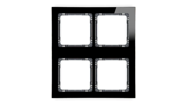 DECO Ramka modułowa 4 krotna (2 poziom, 2 pion) - efekt szkła (ramka czarna spód grafitowy) czarny 12-11-DRSM-2x2