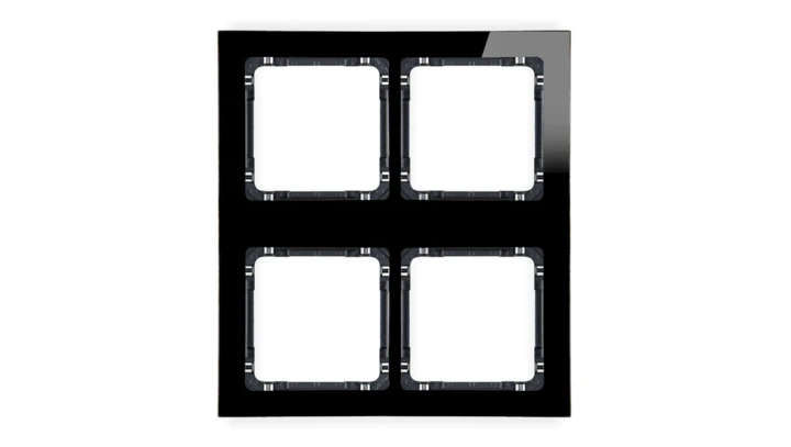 DECO Ramka modułowa 4 krotna (2 poziom, 2 pion) - efekt szkła (ramka czarna spód czarny) czarny 12-12-DRSM-2x2