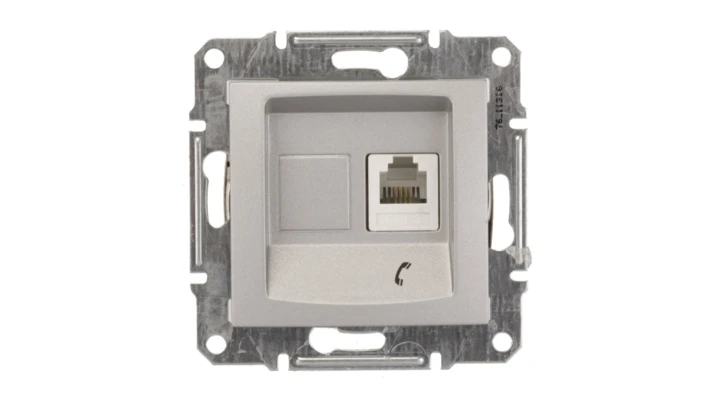 Sedna Gniazdo telefoniczne pojedyncze RJ11 aluminium SDN4101160