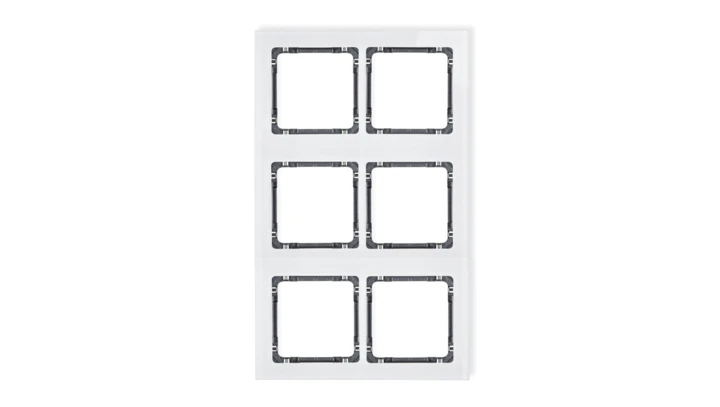 DECO Ramka modułowa 6 krotna (2 poziom, 3 pion) - efekt szkła (ramka biała spód grafitowy) biały 0-11-DRSM-2x3