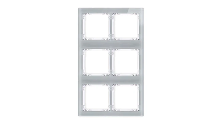 DECO Ramka modułowa 6 krotna (2 poziom, 3 pion) - efekt szkła (ramka szara spód biała) szary 15-0-DRSM-2x3