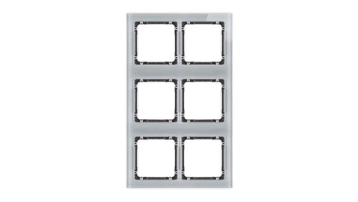 DECO Ramka modułowa 6 krotna (2 poziom, 3 pion) - efekt szkła (ramka szara spód grafitowy) szary 15-11-DRSM-2x3