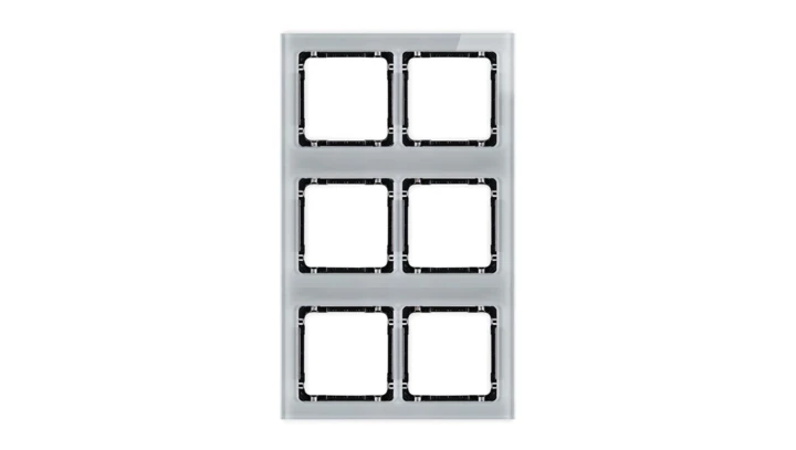 DECO Ramka modułowa 6 krotna (2 poziom, 3 pion) - efekt szkła (ramka szara spód czarny) szary 15-12-DRSM-2x3
