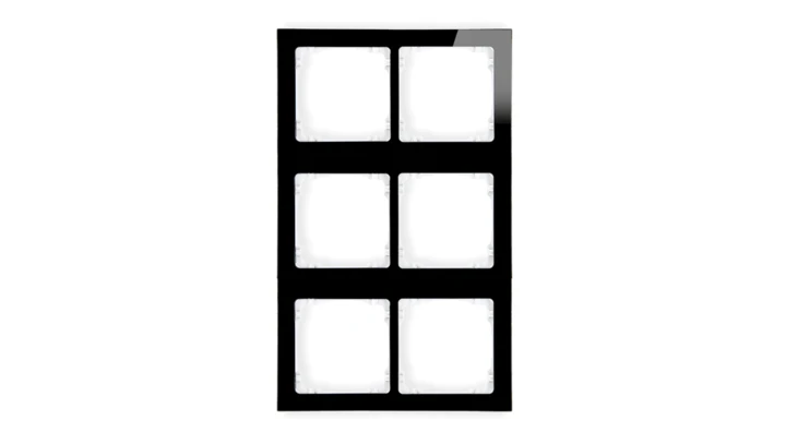 DECO Ramka modułowa 6 krotna (2 poziom, 3 pion) - efekt szkła (ramka czarna spód biała) czarny 12-0-DRSM-2x3