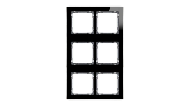 DECO Ramka modułowa 6 krotna (2 poziom, 3 pion) - efekt szkła (ramka czarna spód grafitowy) czarny 12-11-DRSM-2x3