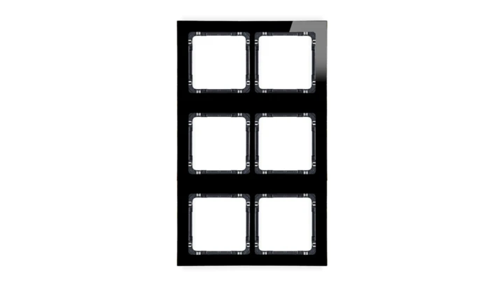 DECO Ramka modułowa 6 krotna (2 poziom, 3 pion) - efekt szkła (ramka czarna spód czarny) czarny 12-12-DRSM-2x3