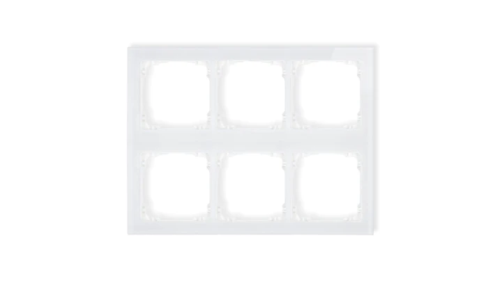 DECO Ramka modułowa 6 krotna (3 poziom, 2 pion) - efekt szkła (ramka biała spód biała) biały 0-0-DRSM-3x2