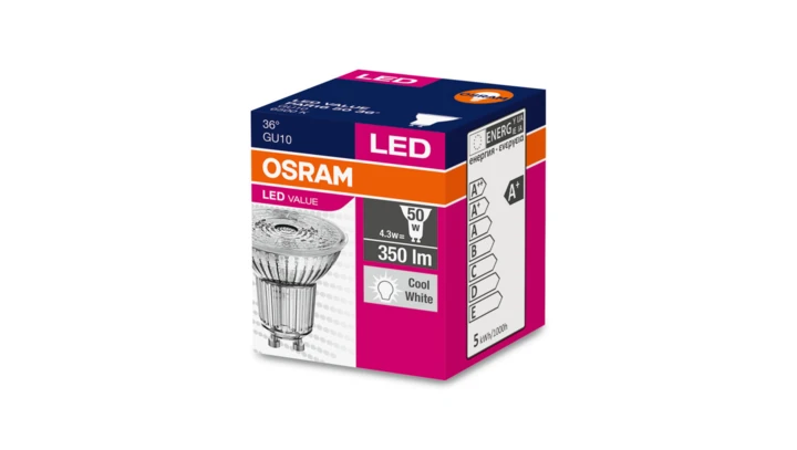 Żarówka LED VALUE PAR16 50 GU10 4,3W 350lm 4000K 840 36st. 4058075055155