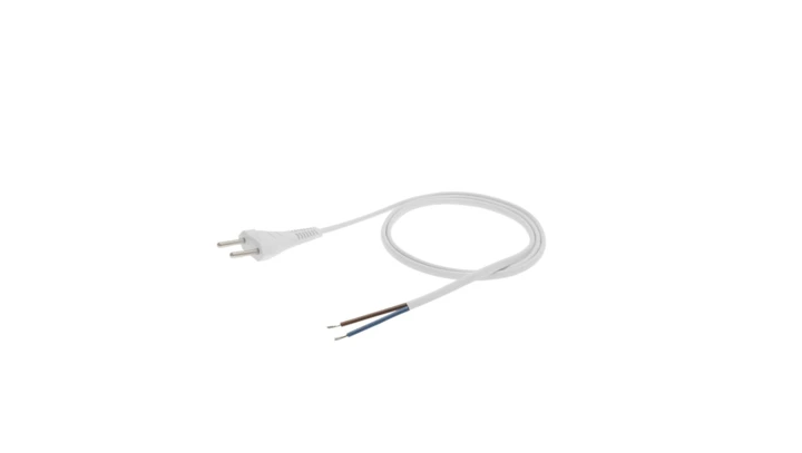 Przewód z płaską wtyczką b/u H03VVH2-F 2x0,75 biały S-13-0,75-2-1 /2m/